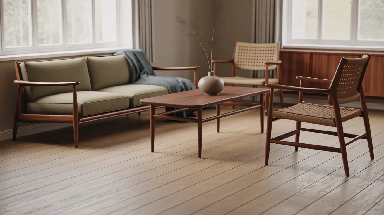 A cozy living room featuring a couch, a chair, and a table arranged for relaxation and socializing.