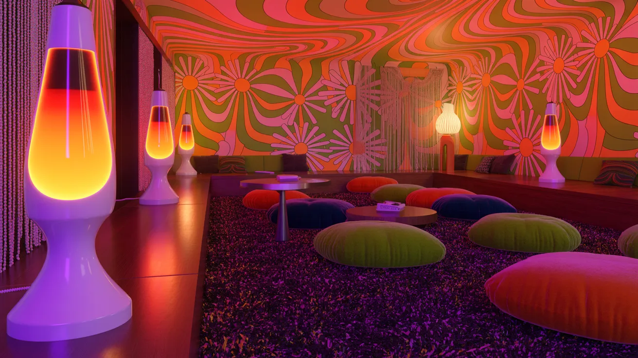  A modern room showcasing a couch and an enchanting display of colorful lights.