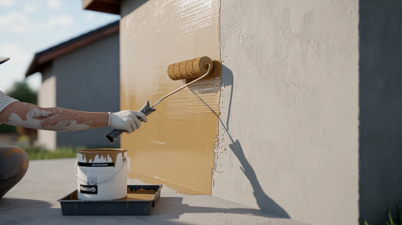 A man using a paint roller to apply paint to a wall in a home improvement setting.