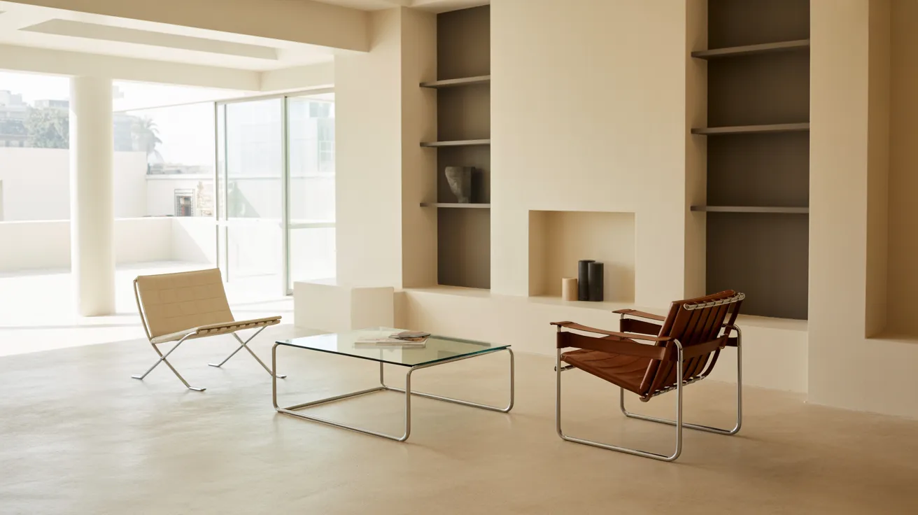 A living room featuring a chair and table positioned against a wall, creating a cozy and inviting atmosphere.