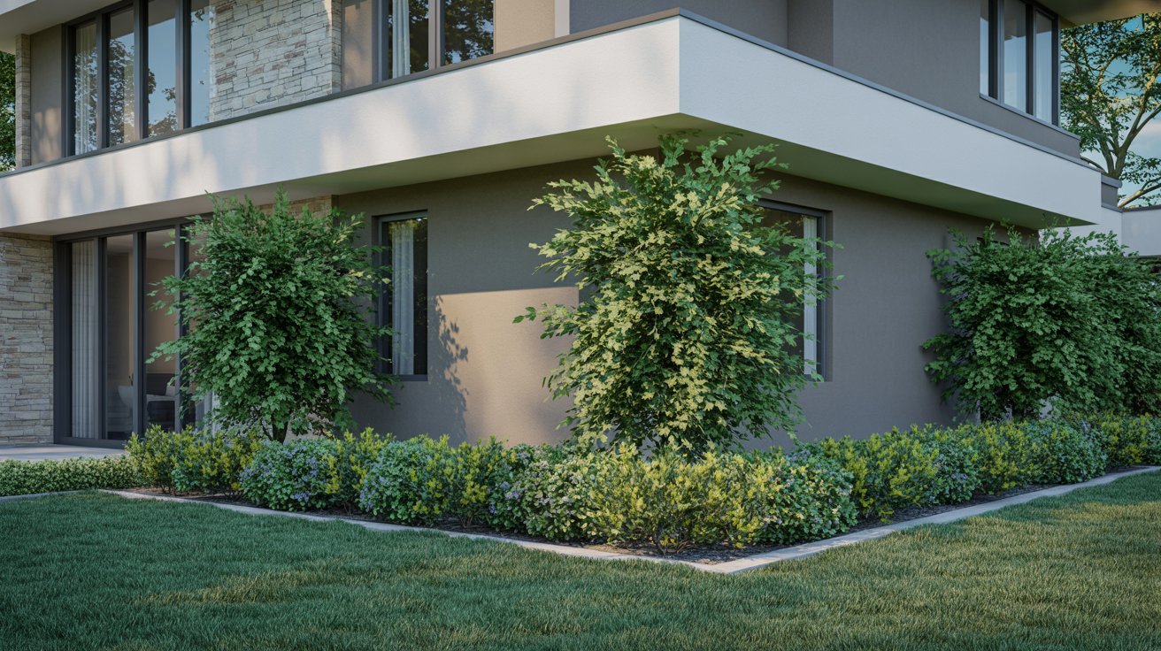 Corner Accent Planting with Taller Shrubs