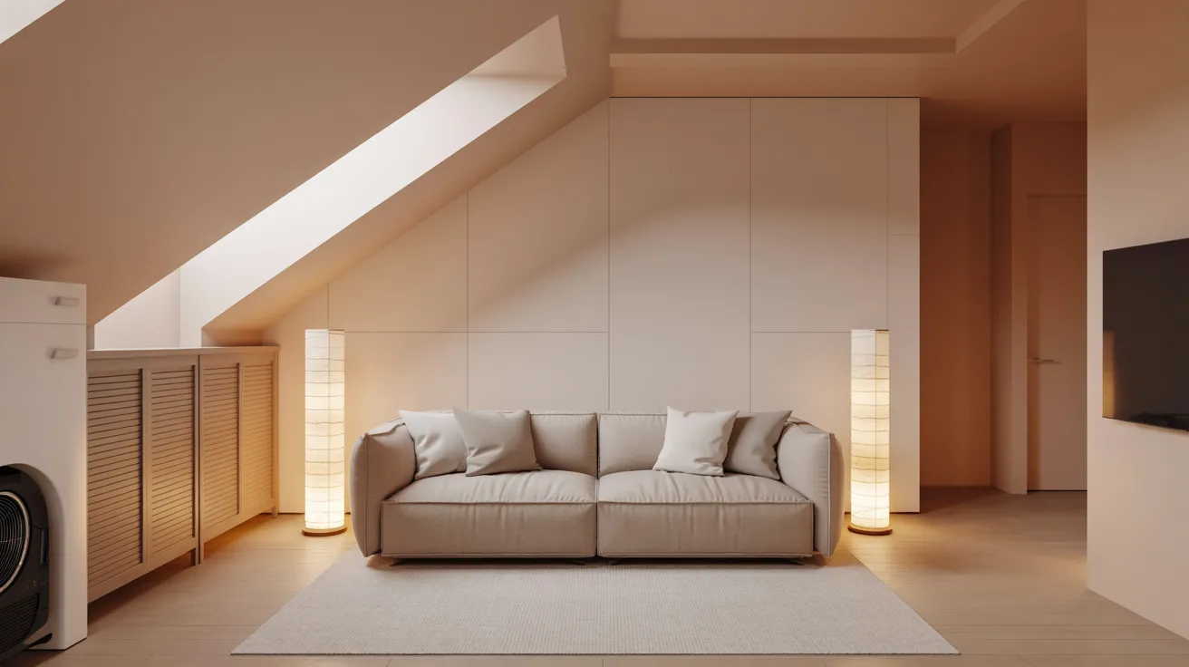 A modern living room with a plush couch and a flat-screen TV, creating a welcoming atmosphere.