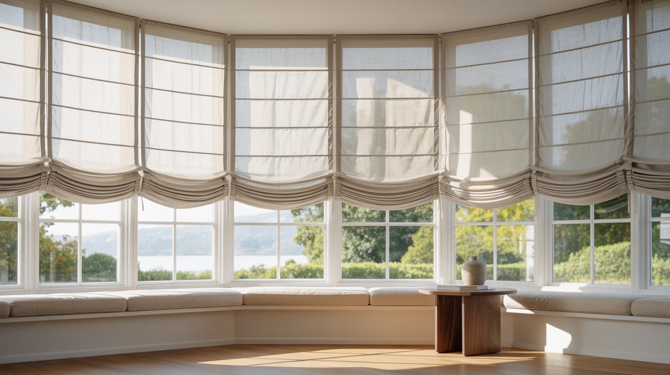 A spacious window with a cozy window seat beneath it, allowing natural light to fill the room.
