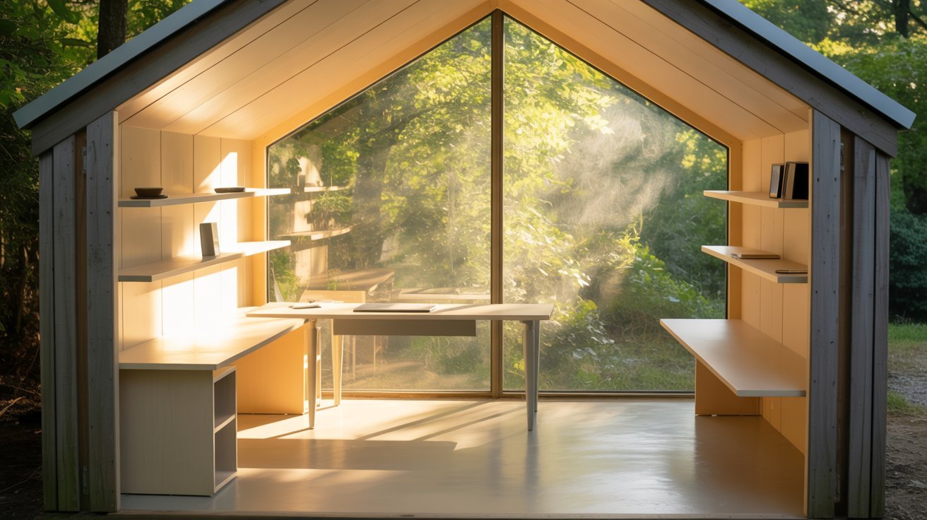 A small office featuring a desk and a window, creating a bright and functional workspace.