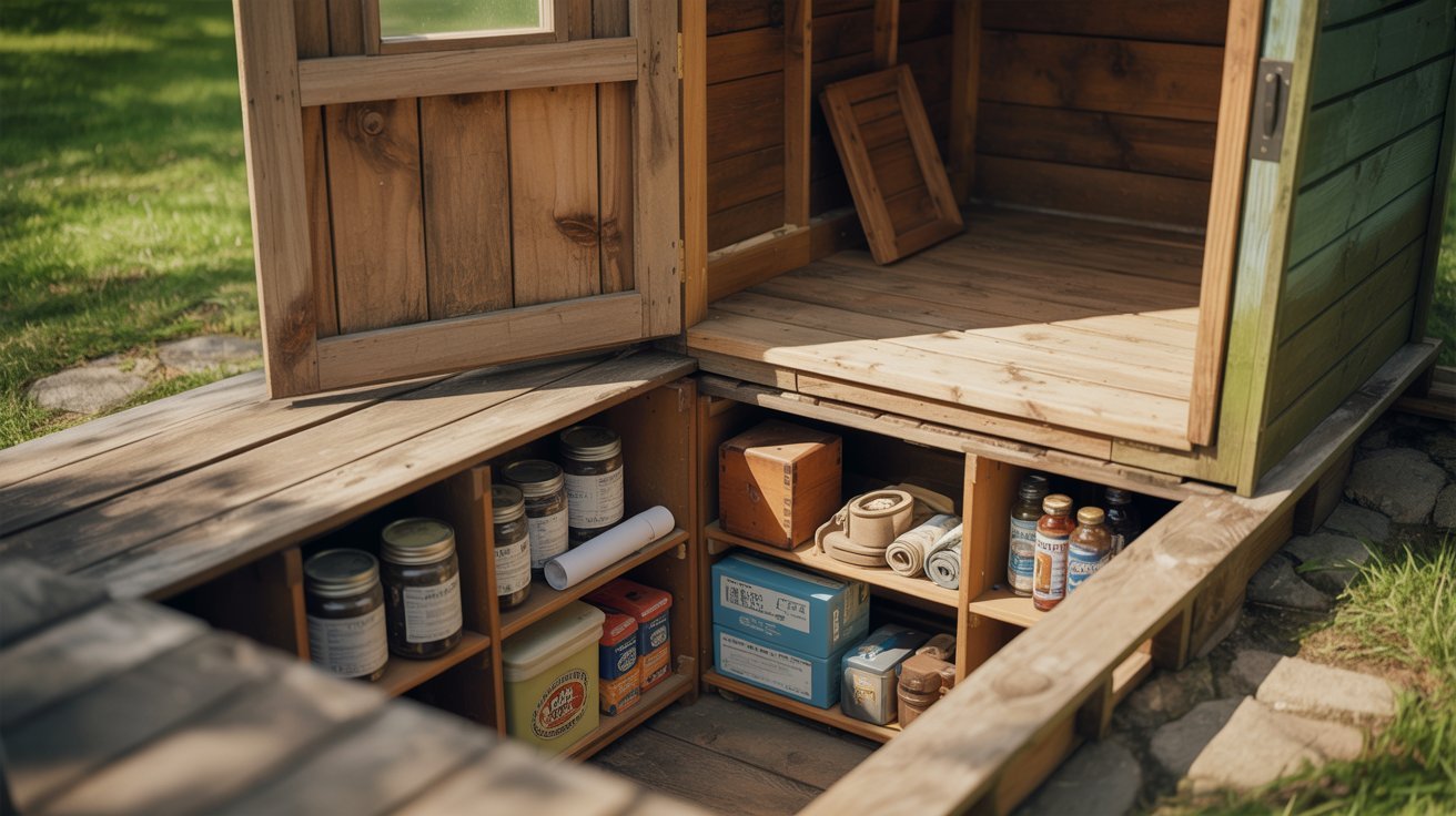 A small shed with an open door, inviting light and air from the outside