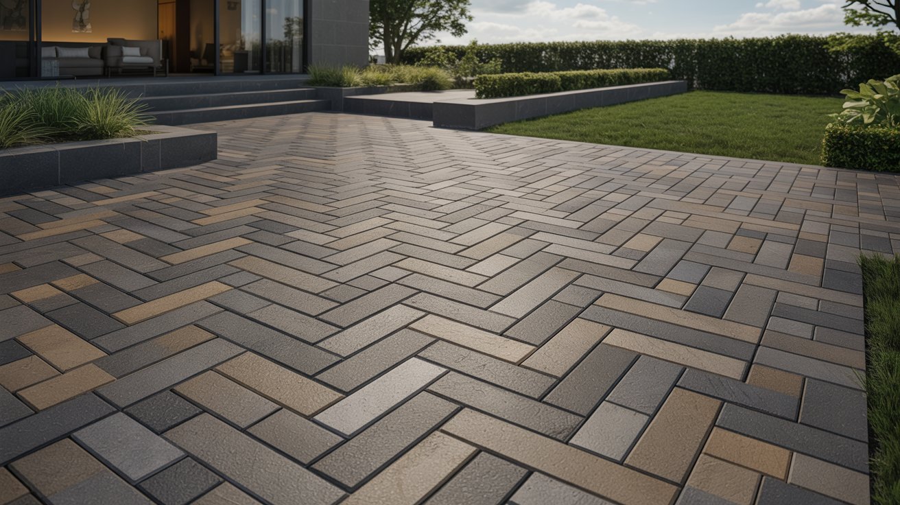 A patio featuring a brick floor and a sturdy stone wall, creating a cozy outdoor space.