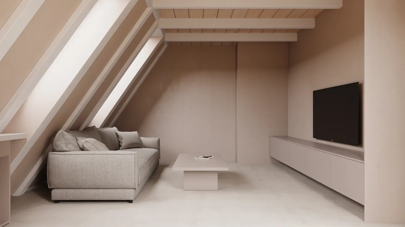 A cozy living room featuring a comfortable couch and a television set against a neutral wall.