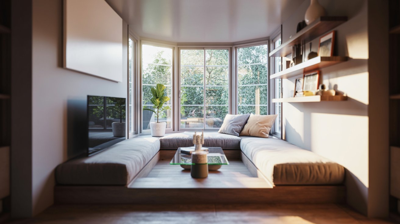 A cozy living room featuring a comfortable couch and a television set against a neutral wall.