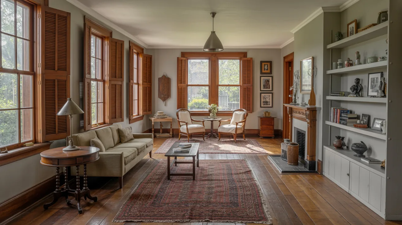 A cozy living room featuring a couch, a table, and large windows allowing natural light to fill the space.

