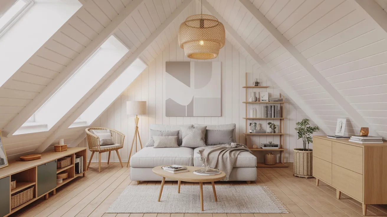 A bright white room featuring a couch, a table, and a chair arranged for a cozy seating area.