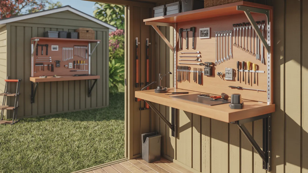 Shed with Fold-Out Workbench