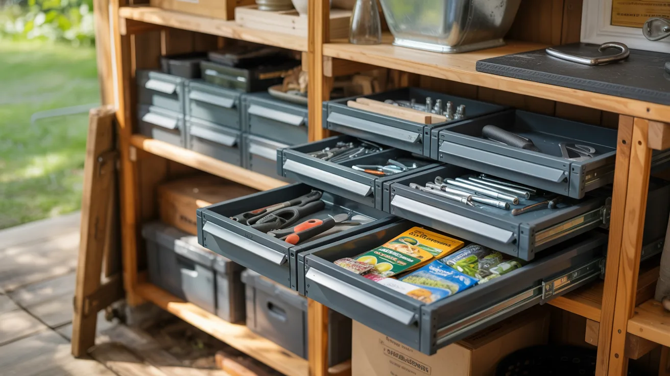 Shed with Sliding Drawer Storage
