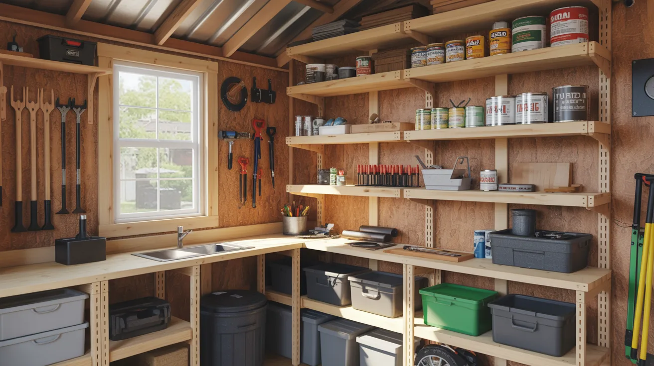 Shed with Sliding Shelves