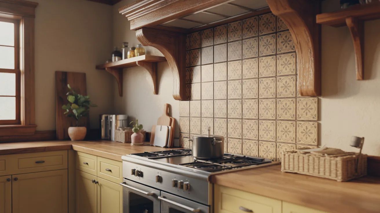 A kitchen featuring bright yellow cabinets and warm wooden countertops, creating a cheerful and inviting atmosphere.
