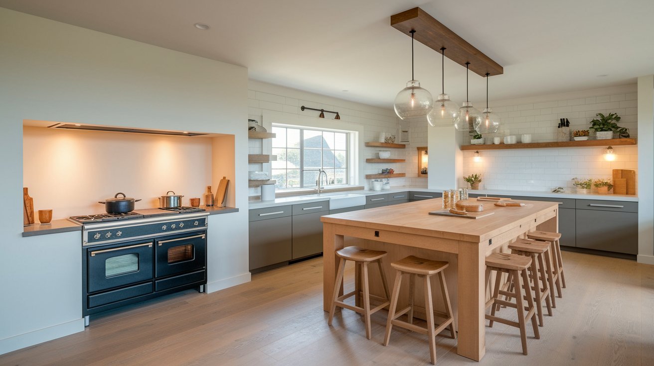 Corner Stove with Island Layout