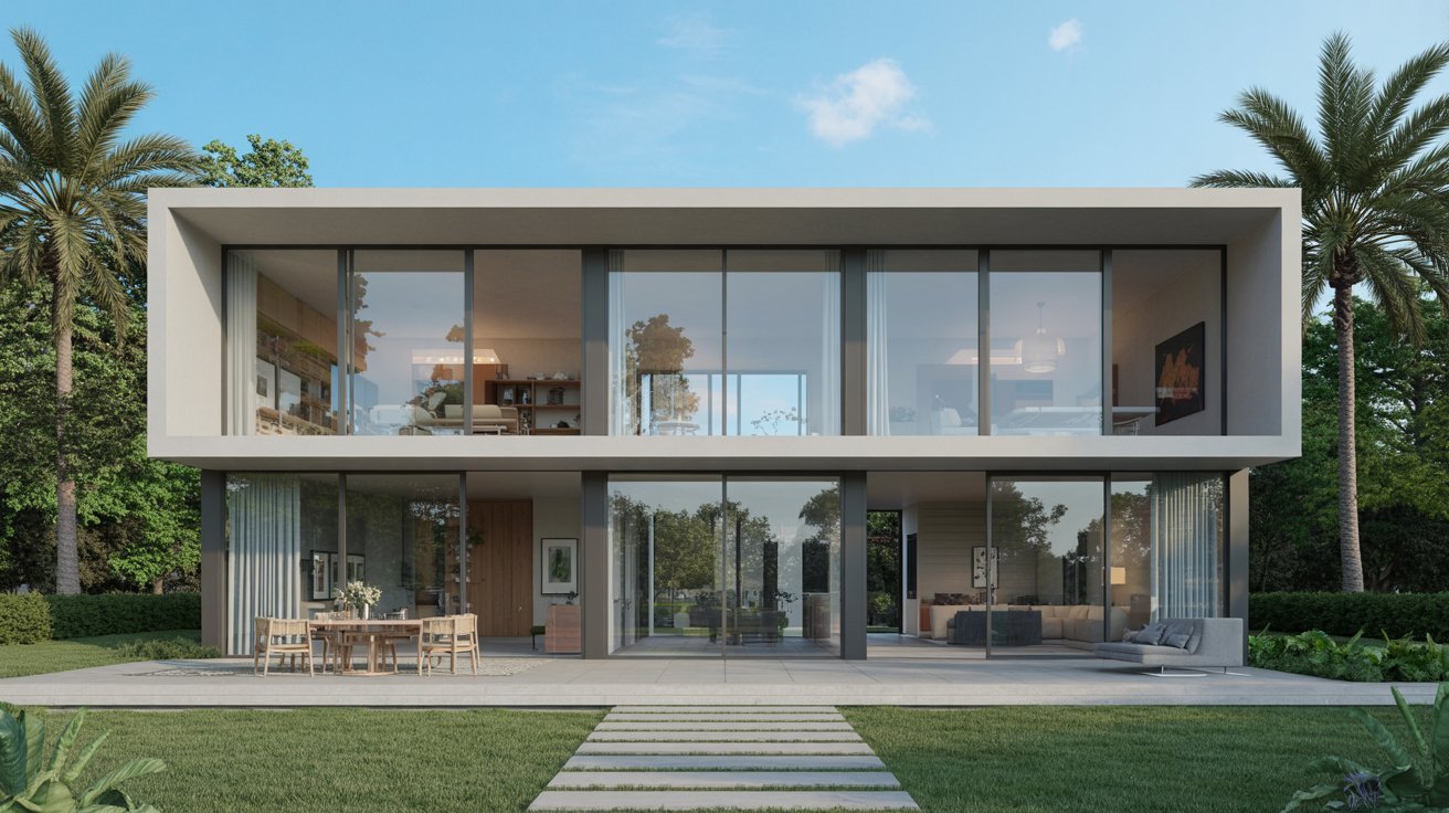 2. Contemporary Glass Front Design