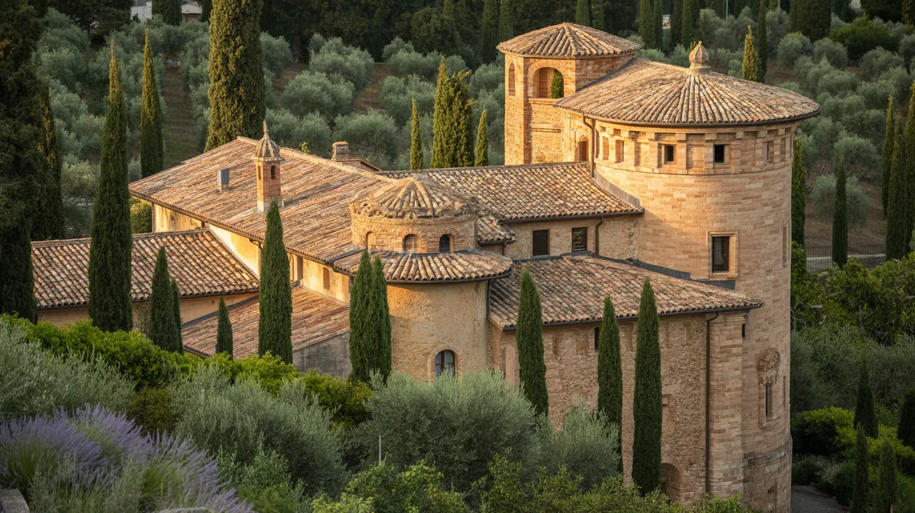 The historic Castle of Siena, Italy, showcasing medieval architecture against a clear blue sky.