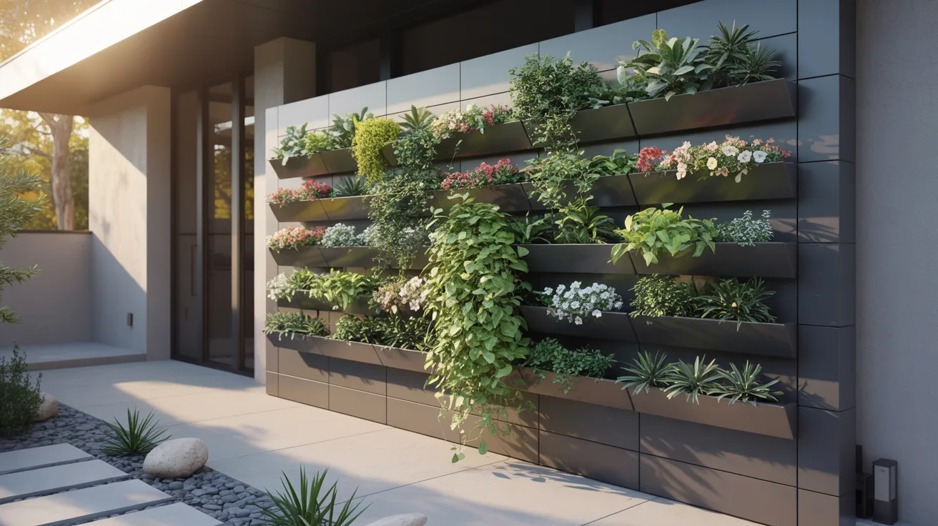 A vibrant wall of greenery in a modern home, showcasing various plants arranged for aesthetic appeal.