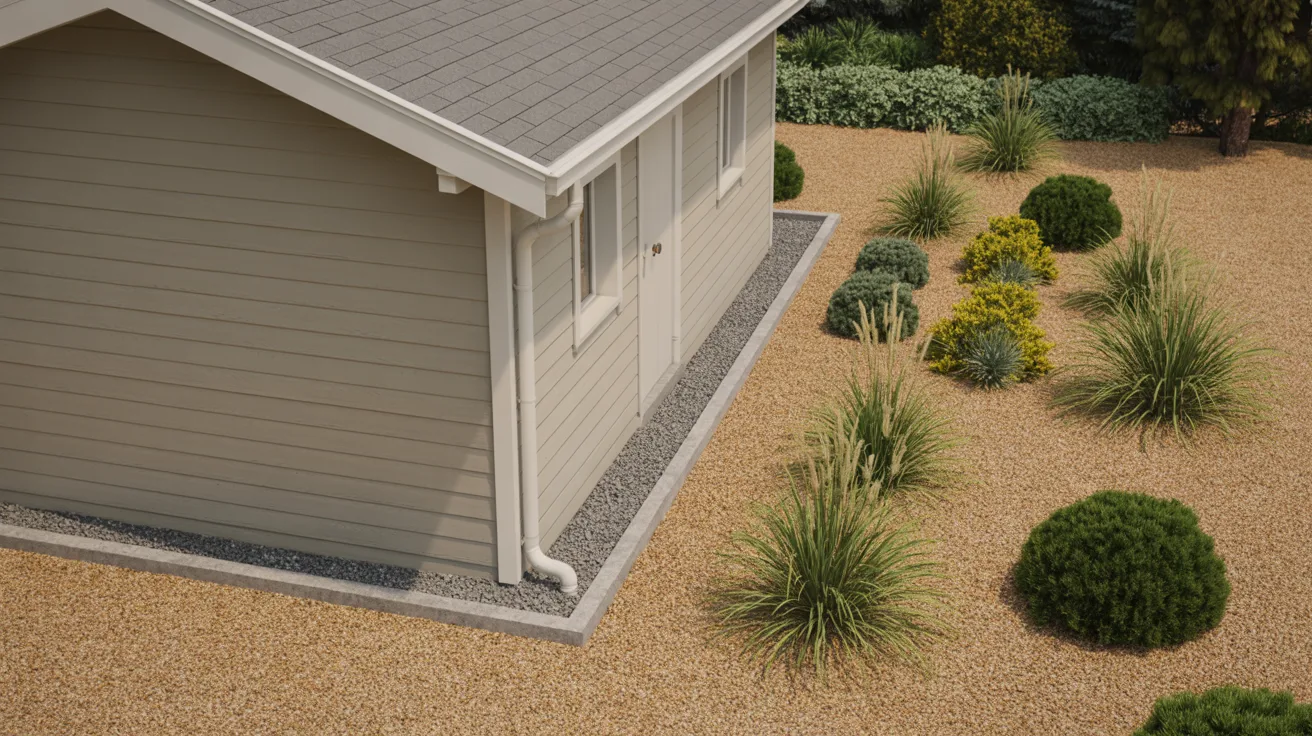 A small shed surrounded by a vibrant garden filled with various plants and flowers in front of it.