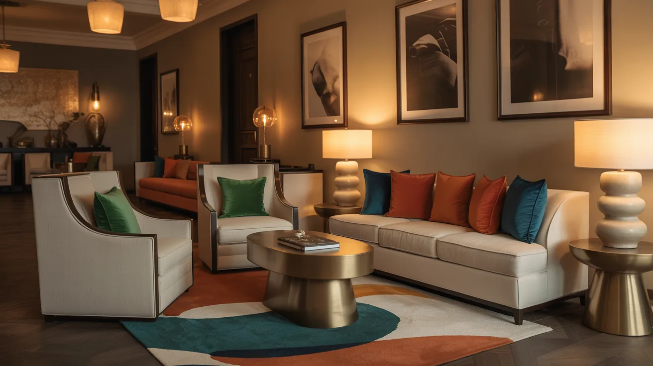 A cozy living room featuring a couch, a chair, and a table arranged for comfort and relaxation.