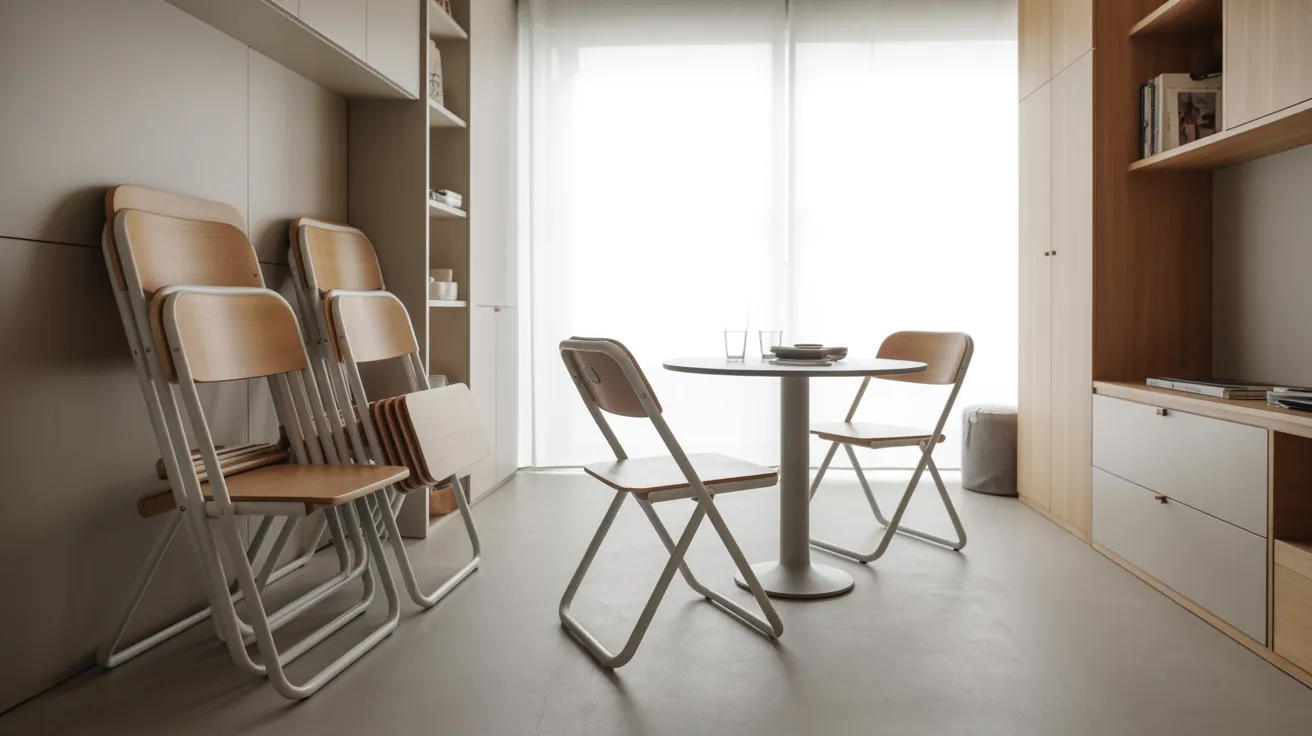 A small room featuring a table surrounded by chairs, creating a cozy dining or meeting space.