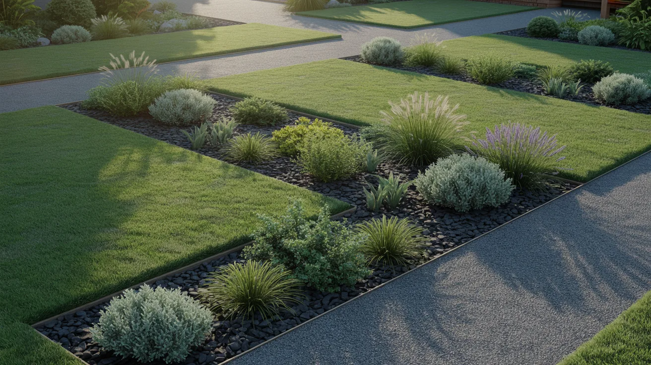 A lush garden featuring vibrant green grass and a variety of colorful plants.