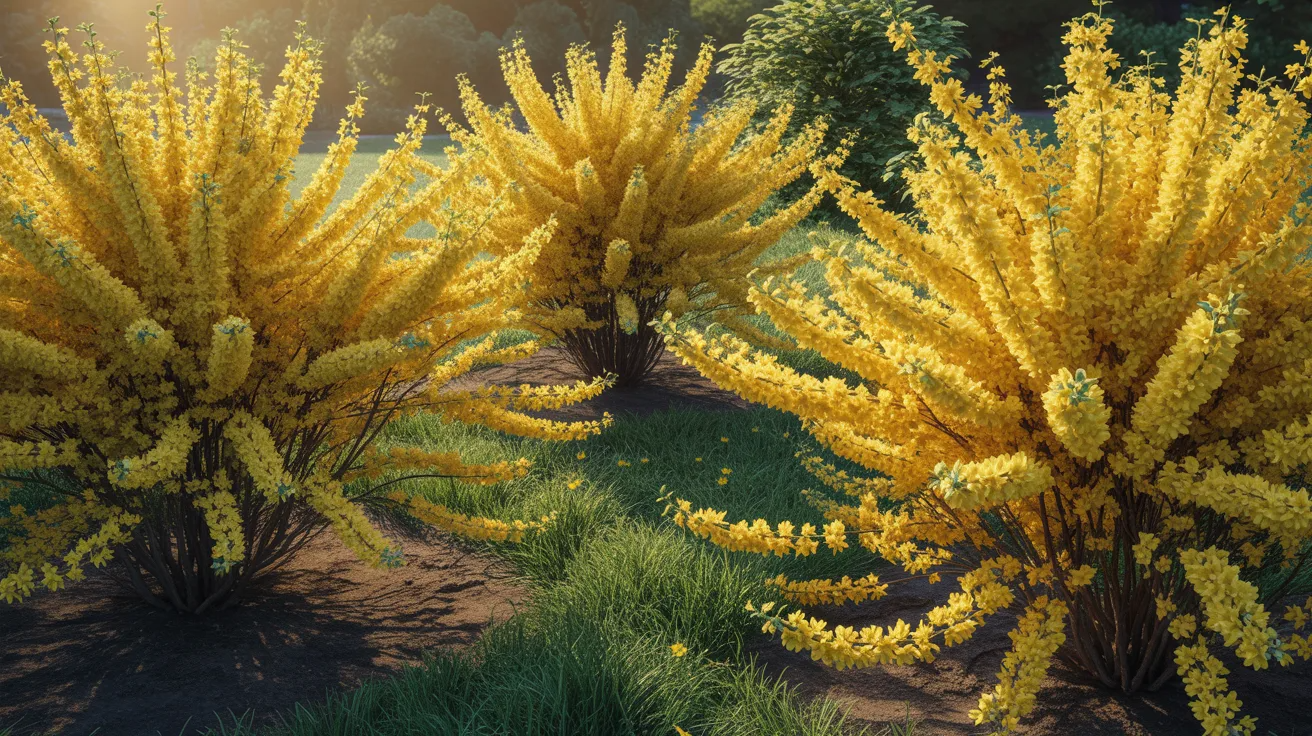 A vibrant group of yellow flowers blooming in a sunny field, surrounded by green grass and a clear blue sky.