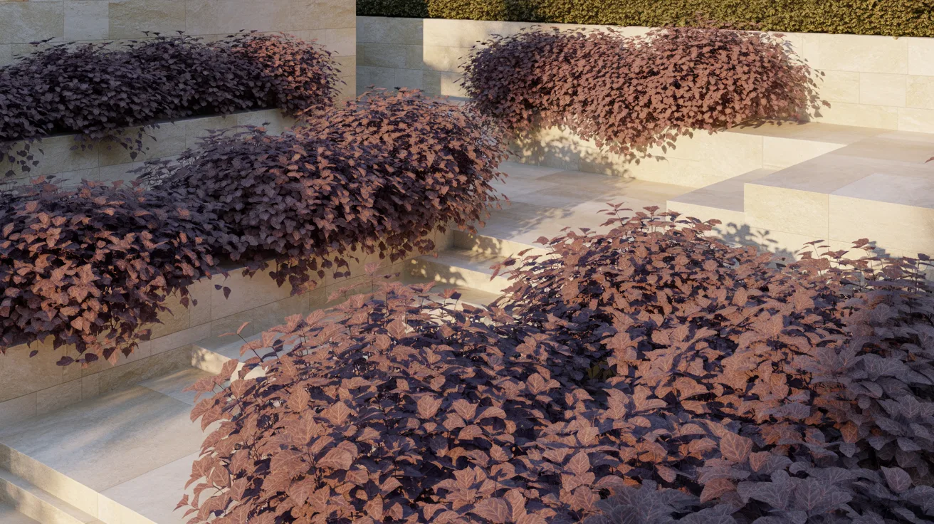 A vibrant garden filled with a variety of plants and shrubs, showcasing diverse colors and textures.