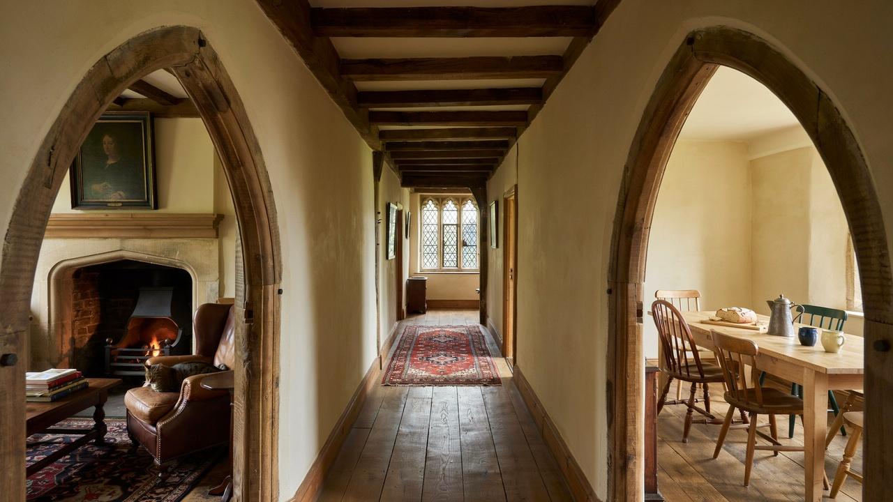 Traditional Tudor house interior layout.