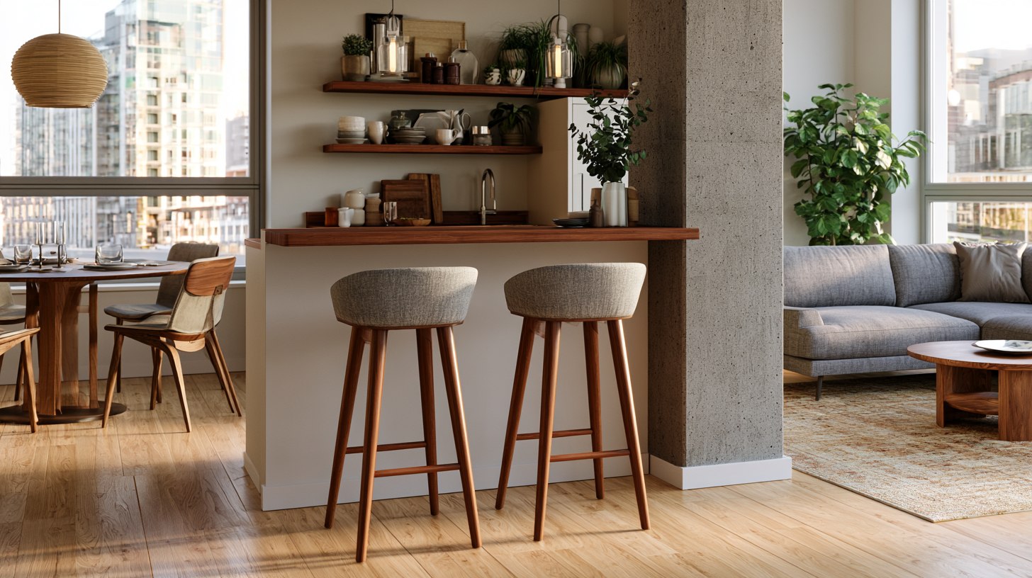 Modern bar stools in apartment kitchen