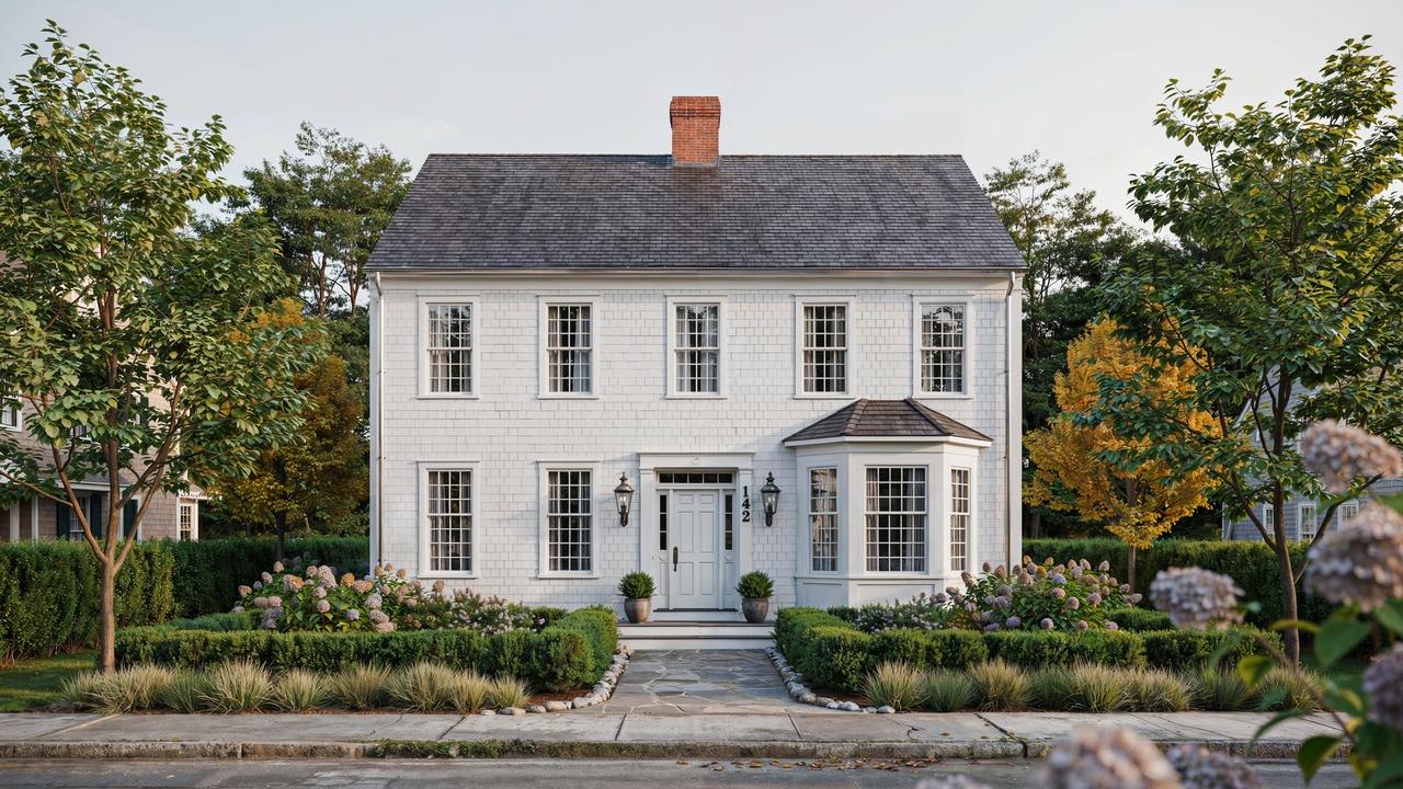 Bay window on a Garrison style house.