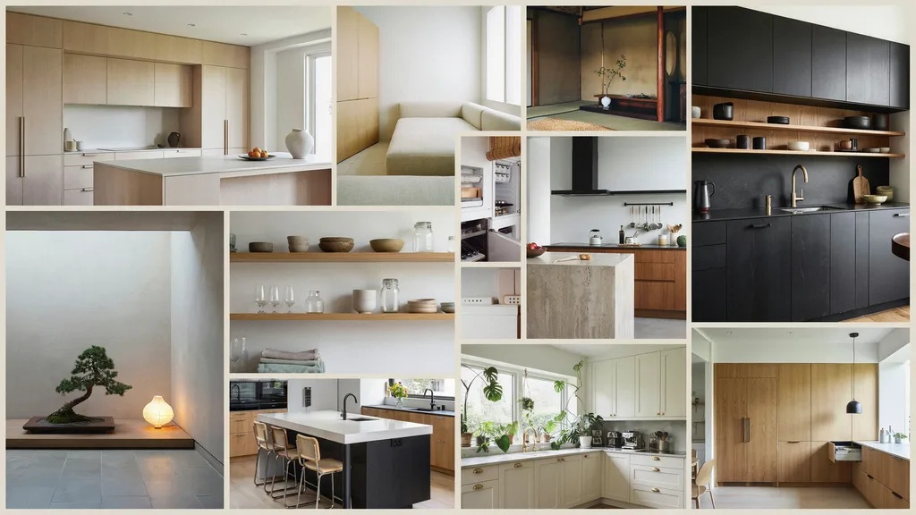 Collection of beautiful Japanese kitchen design ideas featuring minimalist, Japandi, and modern styles.
