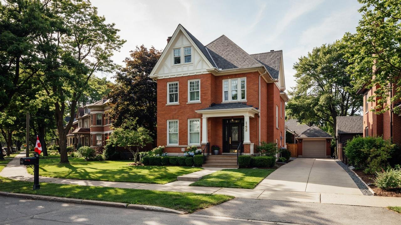 Canadian Edwardian style house with brick exterior.