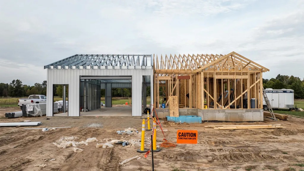 Comparison of barndominium and traditional house construction timelines.