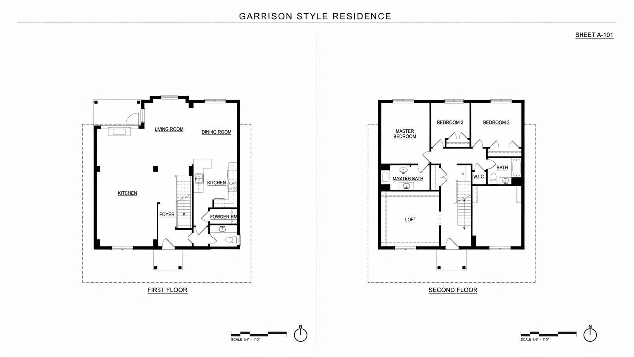 Traditional Garrison style house floor plan.