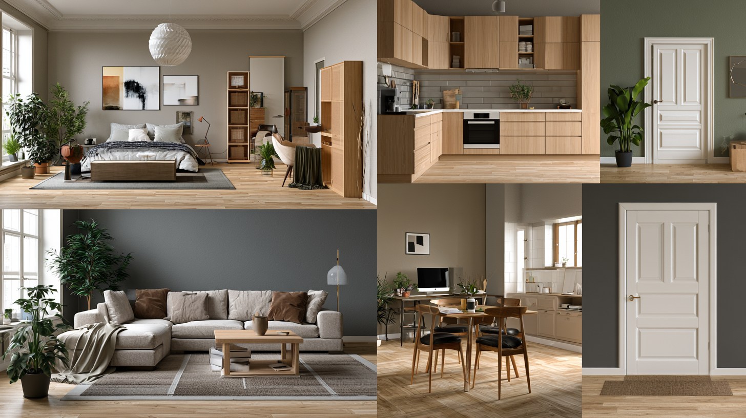 Multiple rooms demonstrating balanced interior design throughout a home.