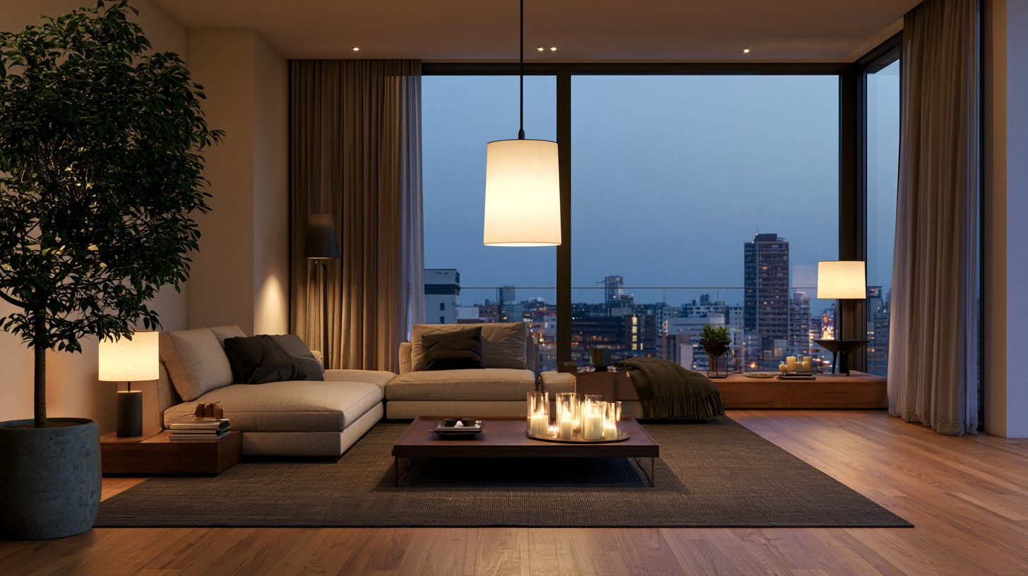 Living room featuring layered lighting for balanced illumination.