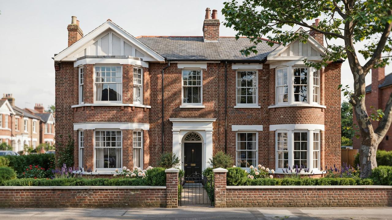 Traditional Edwardian style house showing classic architectural design.
