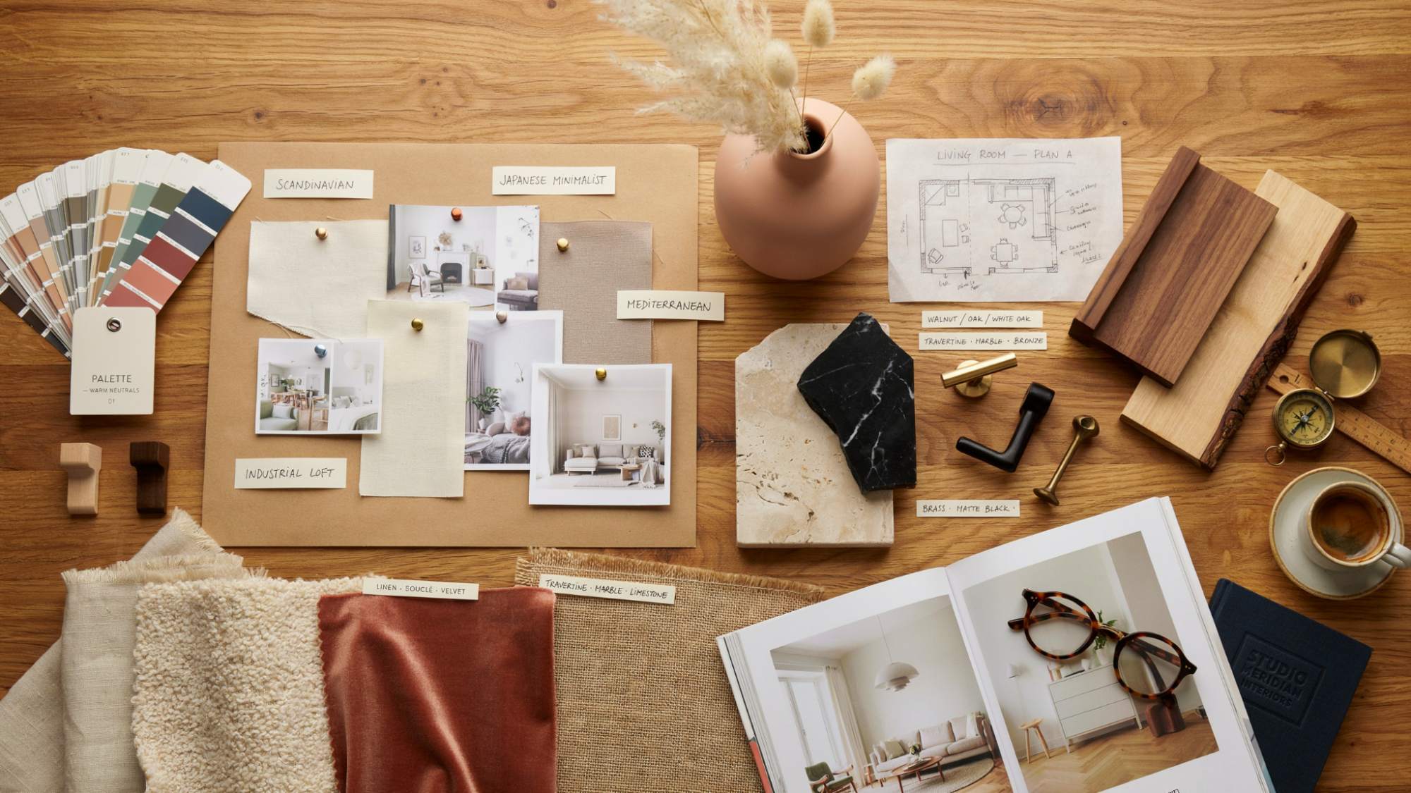 A beautifully designed mood board showcasing multiple home interior design styles.